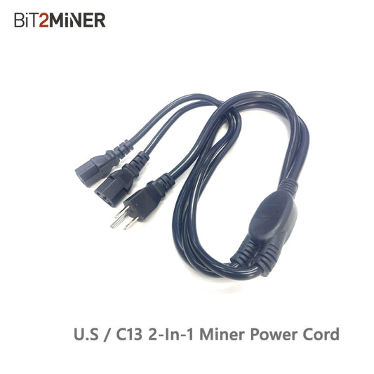 MINER POWER CORD C13 C14 2-IN-1 CABLE SPLITTER CABLE US EU UK PLUG