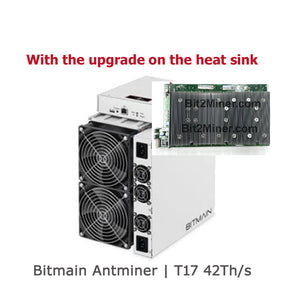 USED BITMAIN ANTMINER T17 42TH MINER BITCOIN BTC BCH TRC ACOIN WITH PSU WITH HEATSINK UPGRADED - BIT2MINER