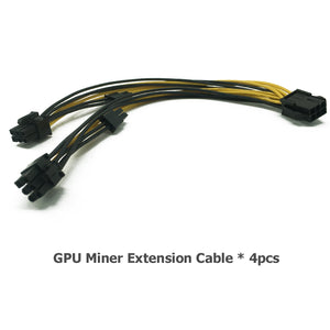 GPU MINER EXTENSION CABLE PCI-E 6 PINS TO DUAL 8 PINS WITH Y SPLITTER ZCASH ZEC GPU MINING (X4PCS)