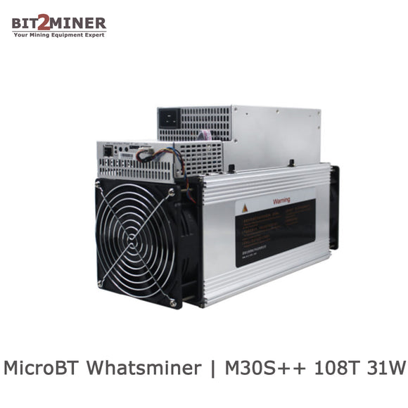 NEW MICROBT WHATSMINER M30S++ 108TH/S 31W MINER BITCOIN BCH TRC ACOIN CURE XJO WITH PSU